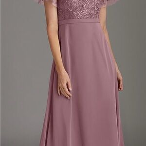 Elegant Mauve Lace Evening Gown